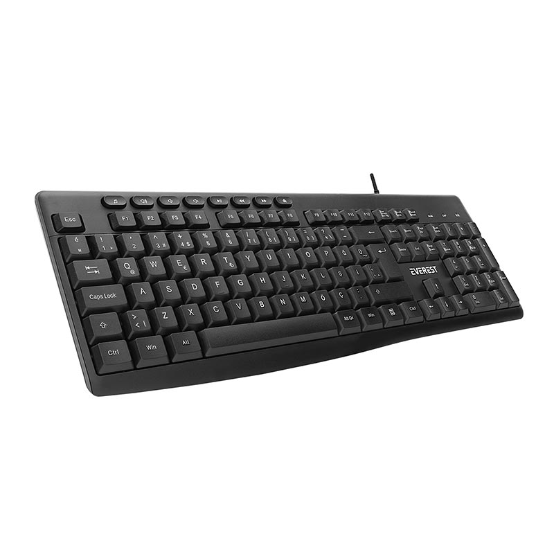 Everest KB-619 USB 2 Metre Bakır Kablolu Q Multimedia Klavye - Siyah Gri  resmi