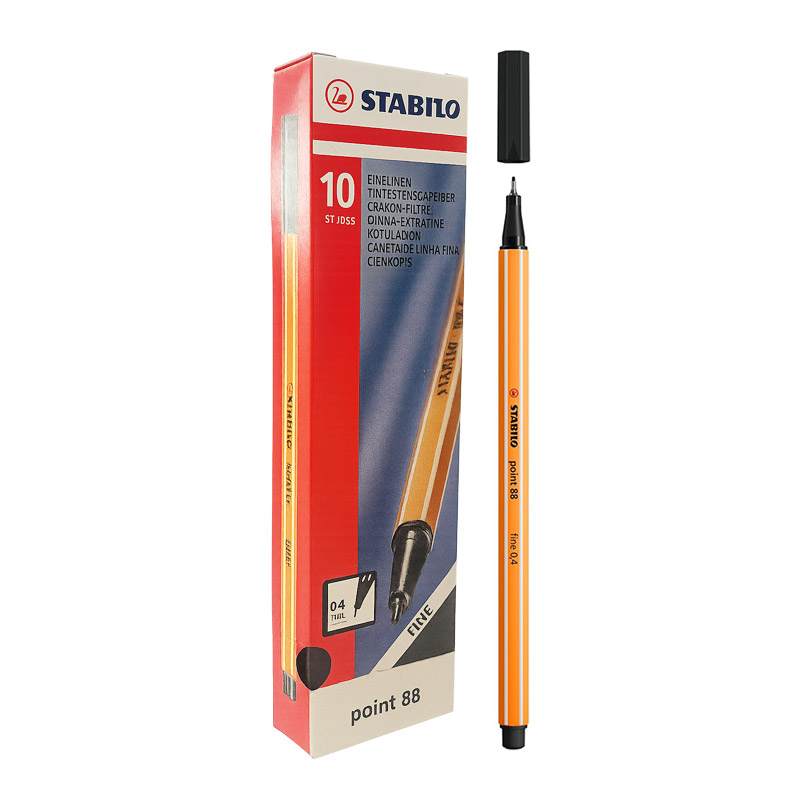 Stabilo 88/46 Point Keçe Uçlu Kalem 0.4 mm - Siyah (10 Adet) resmi