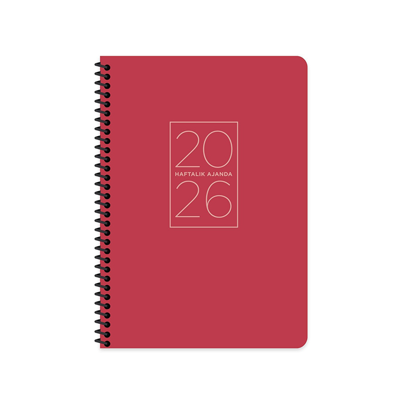 Keskin Color 2026 Spiralli Haftalık Ajanda 17 x 24 cm - Kırmızı resmi