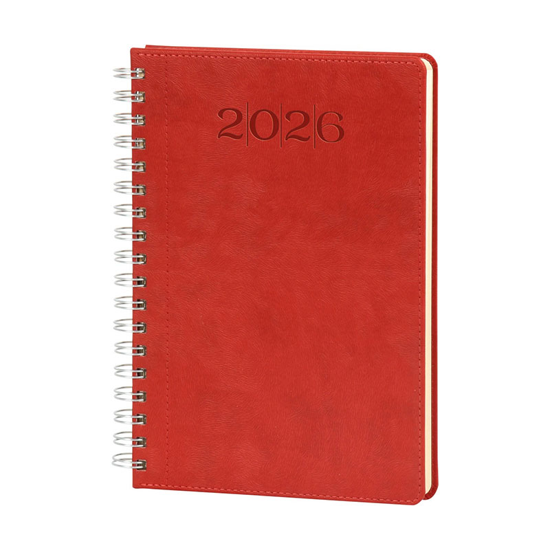 İşte Kırtasiye 2026 Bostancı Spiralli Günlük Ajanda 20 x 28 cm Kırmızı resmi