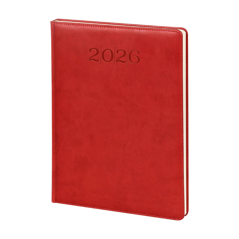 İşte Kırtasiye 2026 Bostancı Dikişli Günlük Ajanda 20 x 28 cm Kırmızı resmi