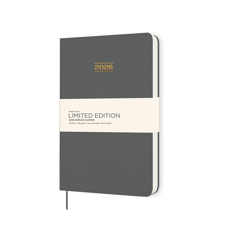 Keskin 2026 Ciltli Limited Edition Günlük Ajanda 17x24 cm - Gri resmi