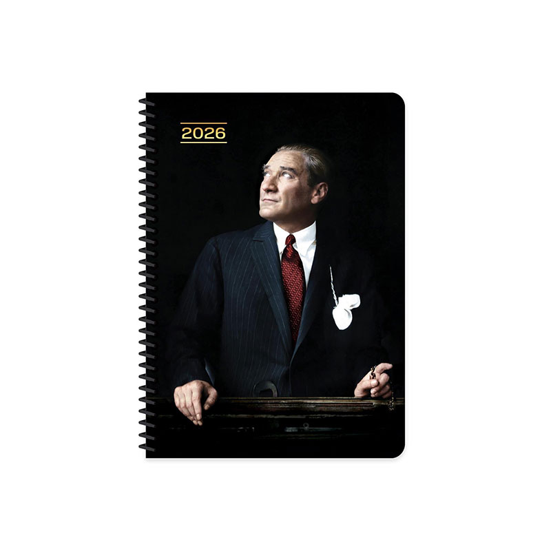 Keskin Color 2026 Atatürk Spiralli Günlük Ajanda 17x24 cm - Cumhurbaşkanı resmi