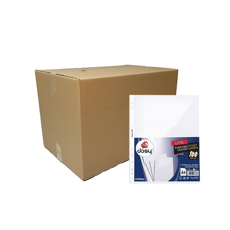 Dosy Lite Delikli Şeffaf Poşet Dosya A4 100'lü Paket (50 Adet) resmi