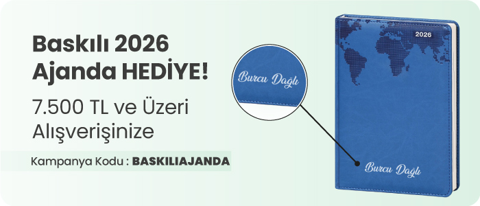 7.500 TL ve Üzeri Alışverişinize Özel Baskılı 2026 Ajanda Hediye!