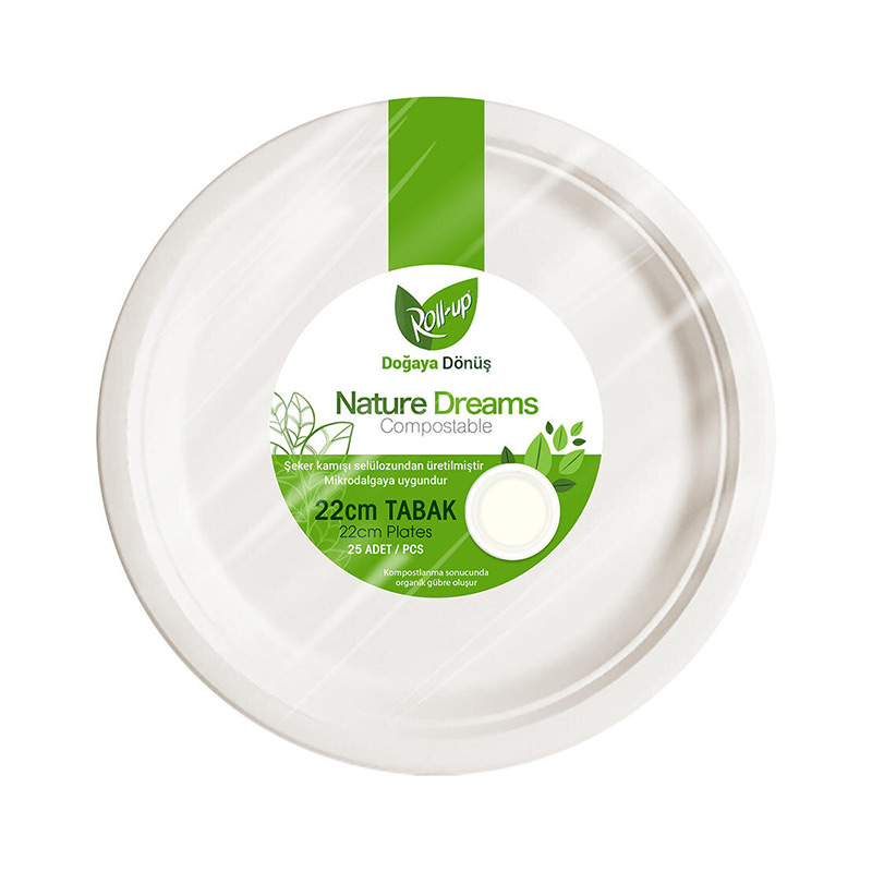 Roll-Up Doğa Dostu Tabak 22 cm 25'li Paket resmi