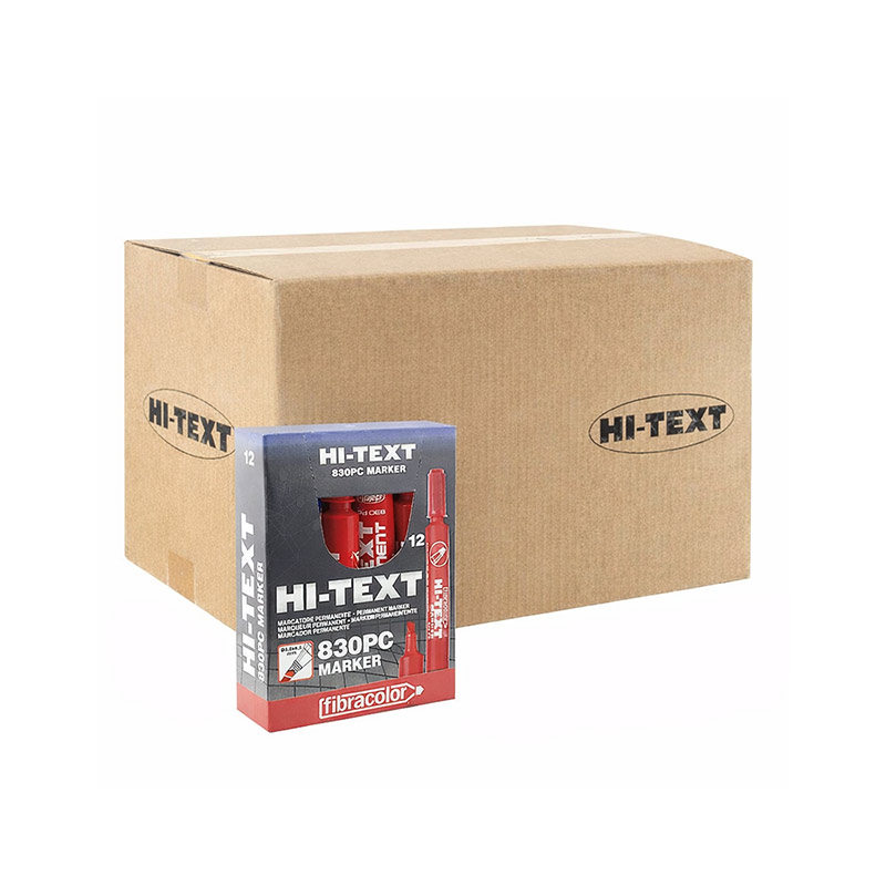 Hi-Text 830-PC Permanent Koli Kalemi Kesik Uçlu - Kırmızı (432 Adet) resmi