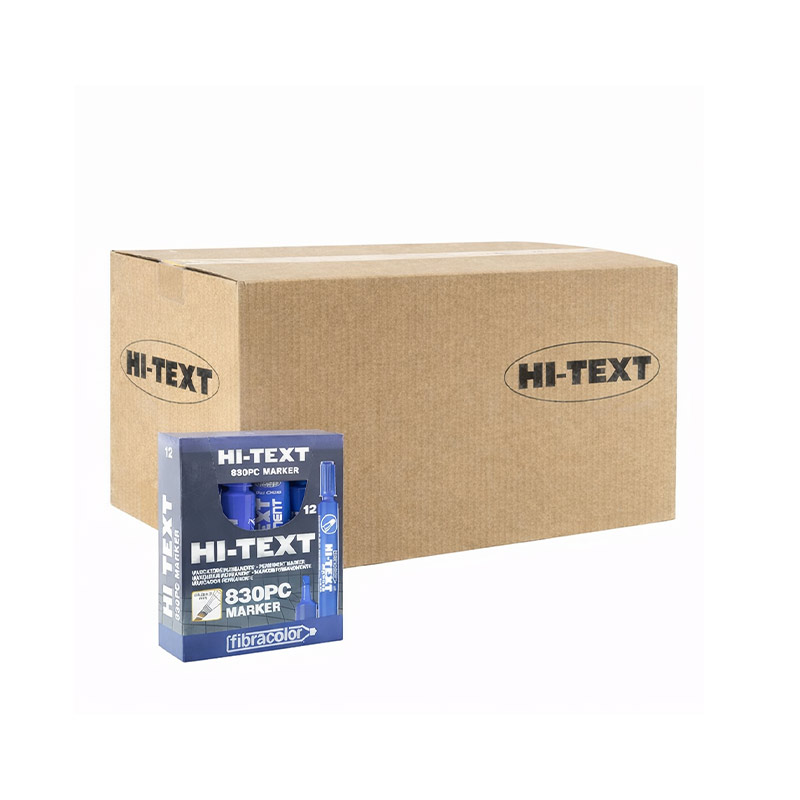 Hi-Text 830-PC Permanent Koli Kalemi Kesik Uçlu - Mavi (432 Adet) resmi