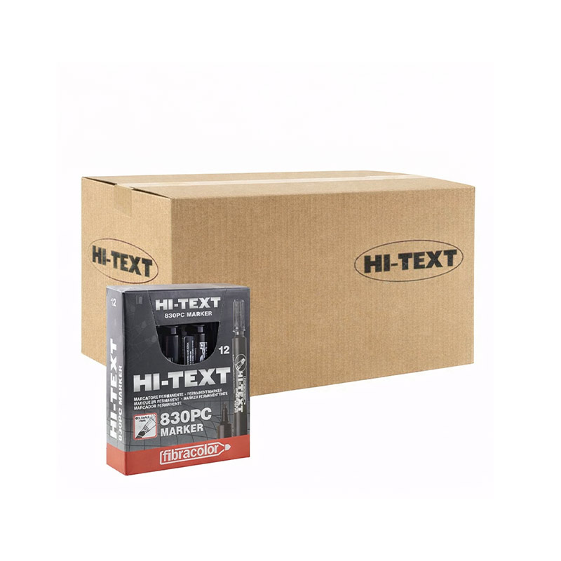 Hi-Text 830-PC Permanent Koli Kalemi Kesik Uçlu - Siyah (432 Adet) resmi