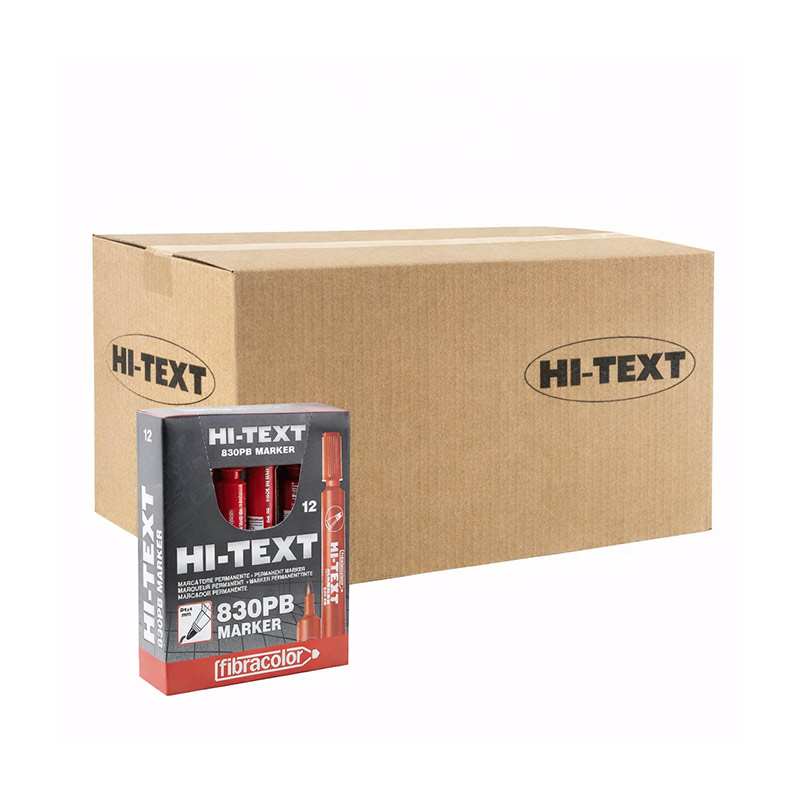 Hi-Text 830-PB Permanent Koli Kalemi Yuvarlak Uçlu - Kırmızı (432 Adet) resmi