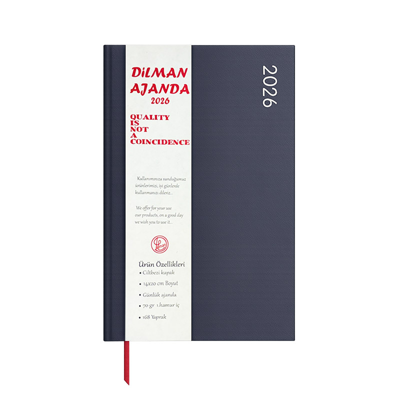 Dilman 2026 Günlük Ajanda Sırtlı Cilt Bezli 14x20 cm resmi