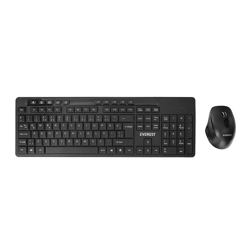 Everest KM-510 Kablosuz Q Klavye + Mouse Set Siyah resmi