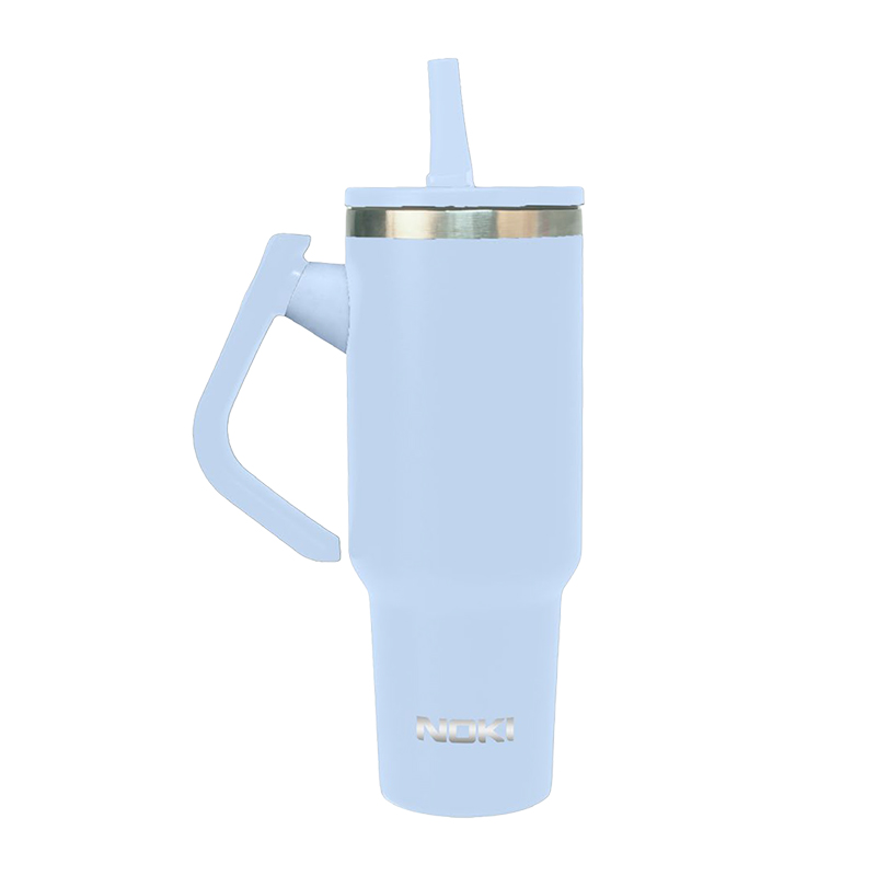Noki Tumbler Pipetli Çevirme Kulplu Çelik Termos Bardak 1200 ml Mavi resmi