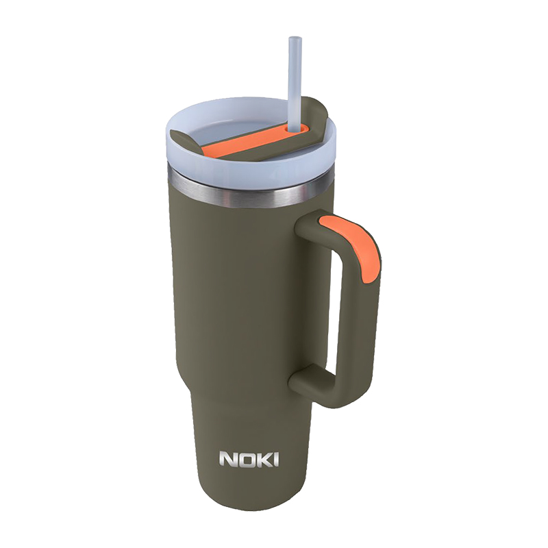 Noki Tumbler Pipetli Çelik Termos Bardak 1200 ml Koyu Yeşil resmi