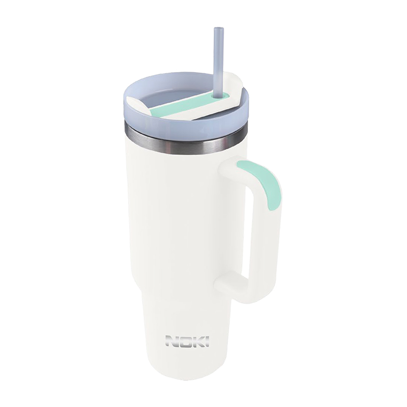 Noki Tumbler Pipetli Çelik Termos Bardak 1200 ml Beyaz resmi