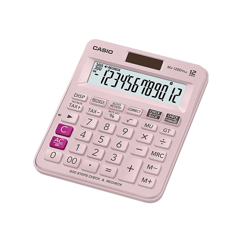 Casio MJ-120D Plus Masaüstü Hesap Makinesi 12 Hane Pembe resmi