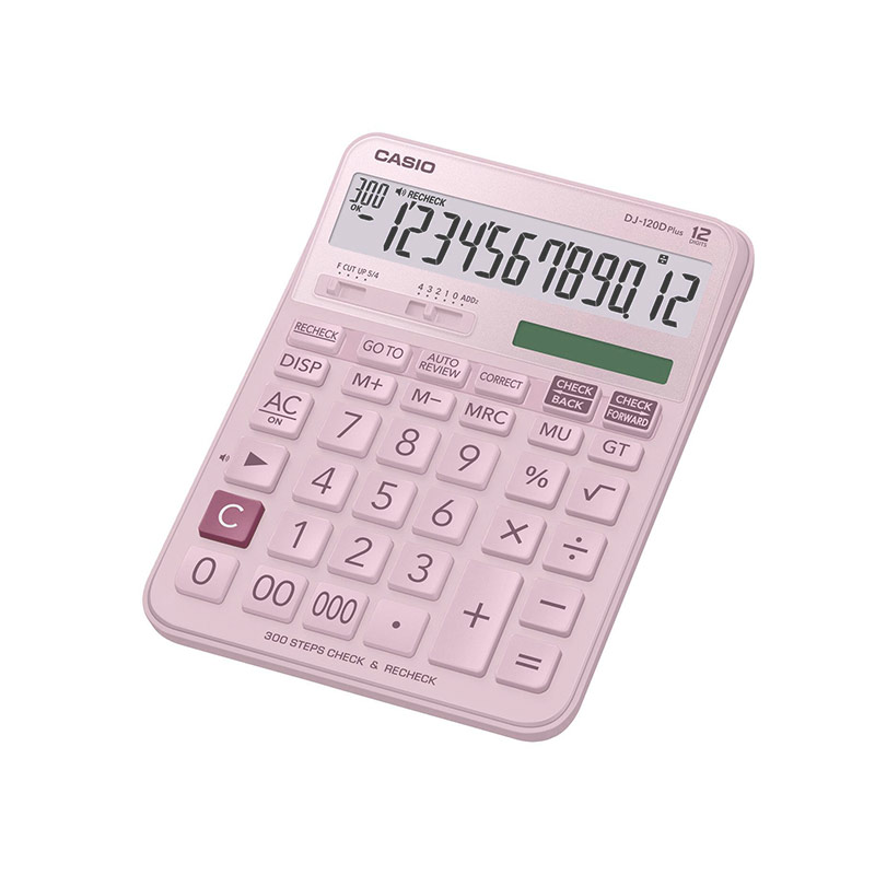 Casio DJ-120D Plus Masaüstü Hesap Makinesi 12 Hane Pembe resmi