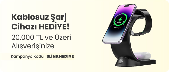 20.000 TL ve Üzeri Alışverişinize Kablosuz Şarj Cihazı Hediye!