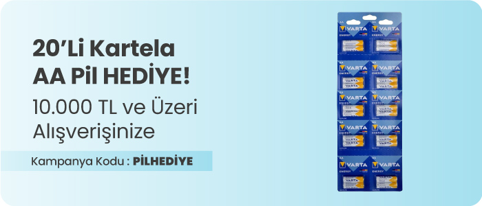 10.000 TL ve Üzeri Alışverişinize Varta Kartela Pil Hediye!