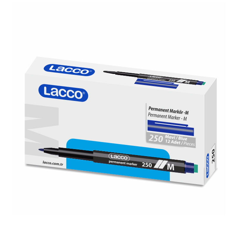 Lacco 250 Asetat Kalemi Silgili 0.8 mm Mavi (12 Adet) resmi