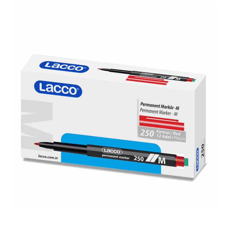 Lacco 250 Asetat Kalemi Silgili 0.8 mm Kırmızı (12 Adet) resmi