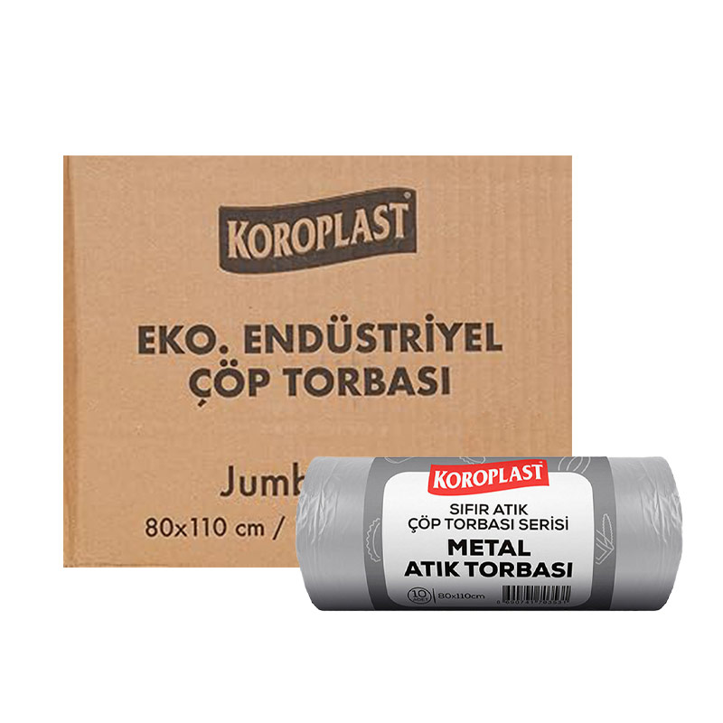 Koroplast Metal Atık Çöp Torbası Jumbo Boy 80 cm x 110 cm 10'lu Paket - Gri (20 Adet) resmi