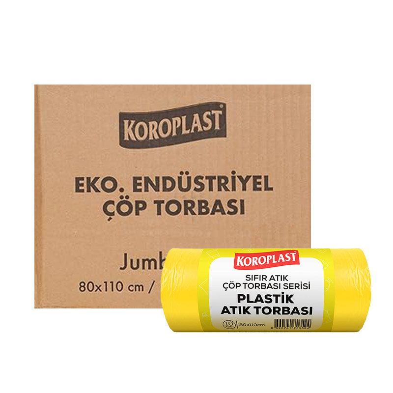 Koroplast Plastik Atık Çöp Torbası Jumbo Boy 80 cm x 110 cm 10'lu Paket - Sarı (25 Adet) resmi