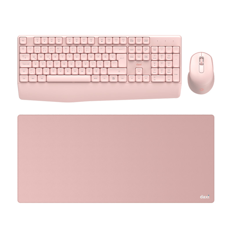 Daxi MK-260 Kablosuz Klavye Mouse Set Q Comfort Touch Pembe + PAD hediyeli resmi
