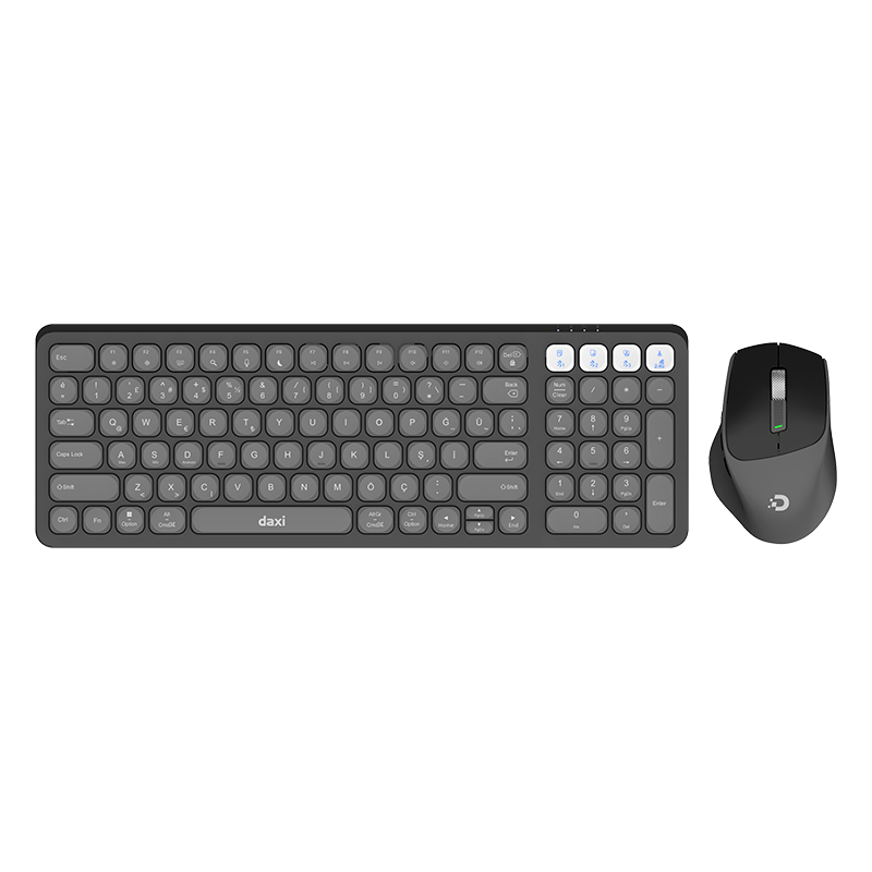 Daxi MK-390 Kablosuz Klavye Mouse Set Bluetooth WiFi Gri resmi