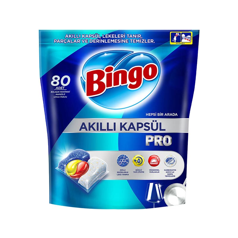 Bingo Akıllı Kapsül Pro Bulaşık Makinesi Deterjanı Tableti 80'li Paket resmi