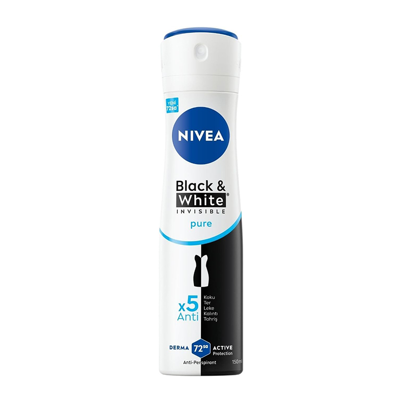 NIVEA Kadın Sprey Deodorant Black&White Invisible Pure 150 ml resmi