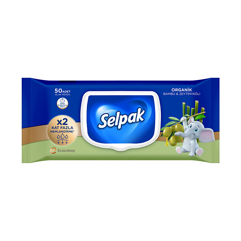 Selpak Organik Bambu & Zeytinyağlı Özlü Islak Mendil 50li resmi
