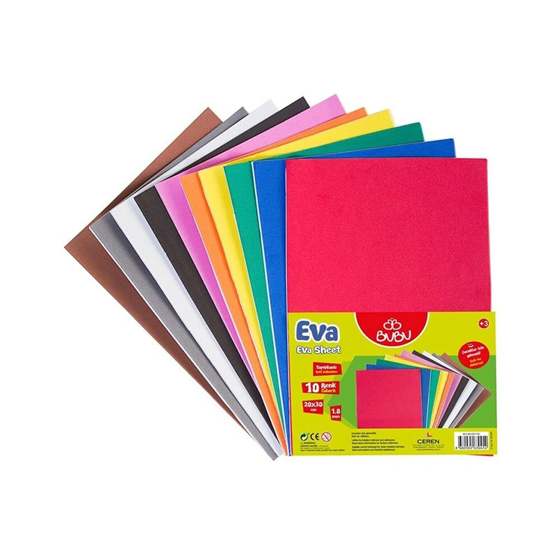 Bu-Bu Yapışkanlı  Eva 20x30 cm 10 lu Karışık Renk Ev0036 resmi