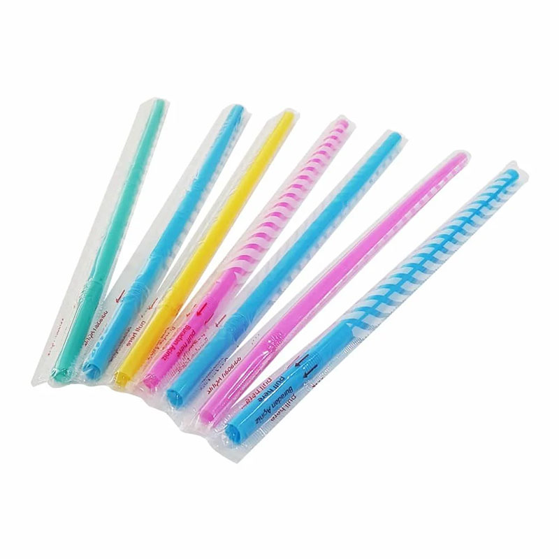 Plastik Pipet 8 mm Jelatinli Körüklü Renkli 100 lü resmi