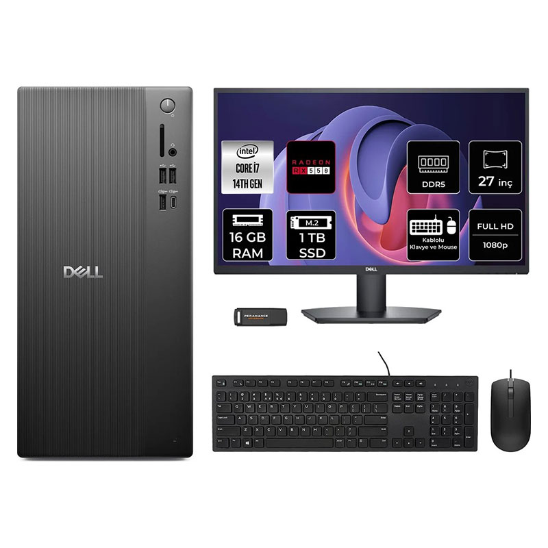 Dell Tower ECT1250 Intel Core i7-14700 16GB 512GB SSD Ubuntu Masaüstü Bilgisayar resmi