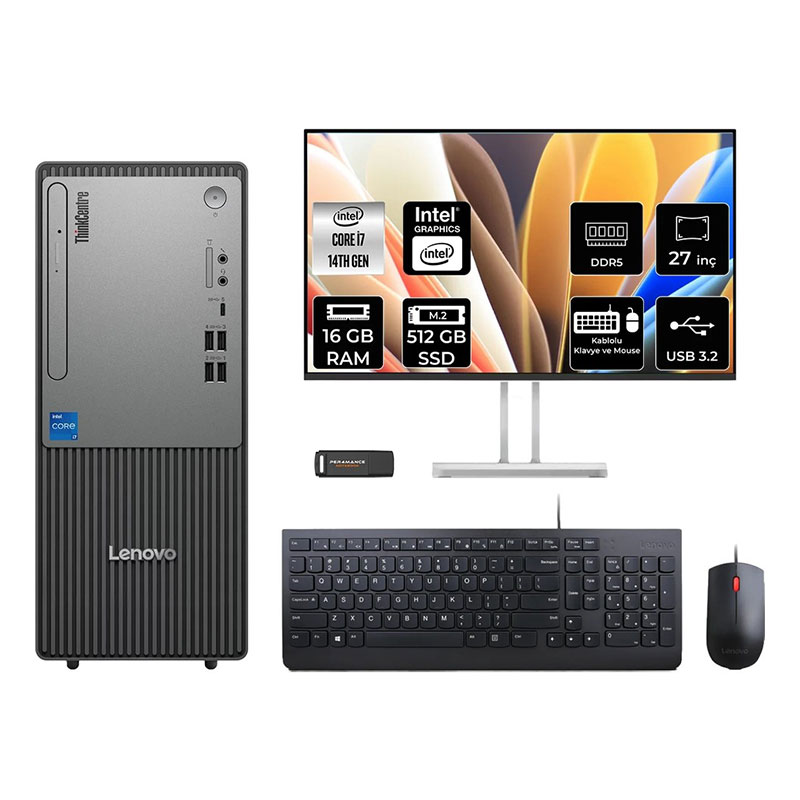 Lenovo ThinkCentre Neo 50T 12UAS0Q300 Intel Core i7-14700 16GB 512GB SSD FreeDOS Masaüstü Bilgisayar resmi