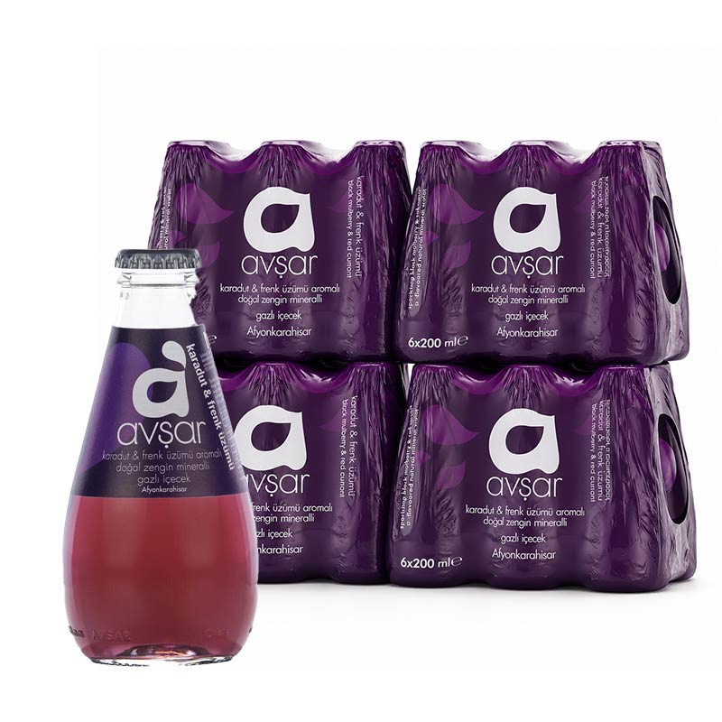 Avşar Karadut & Frenk Üzümü Aromalı Maden Suyu 200 ml (24 Adet) resmi