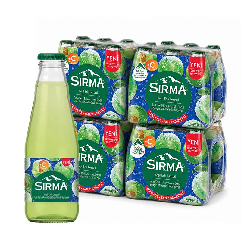 Sırma Maden Suyu Tuzlu Yeşil Erik Aromalı 200 ml (24 Adet) resmi