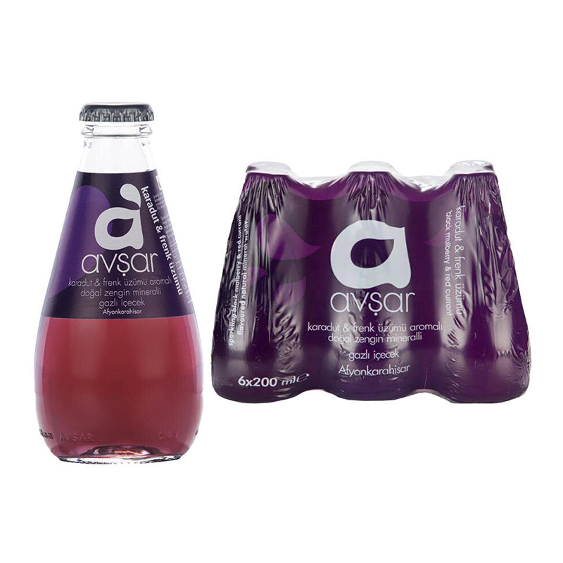 Avşar Karadut & Frenk Üzümü Aromalı Maden Suyu 200 ml (6 Adet) resmi