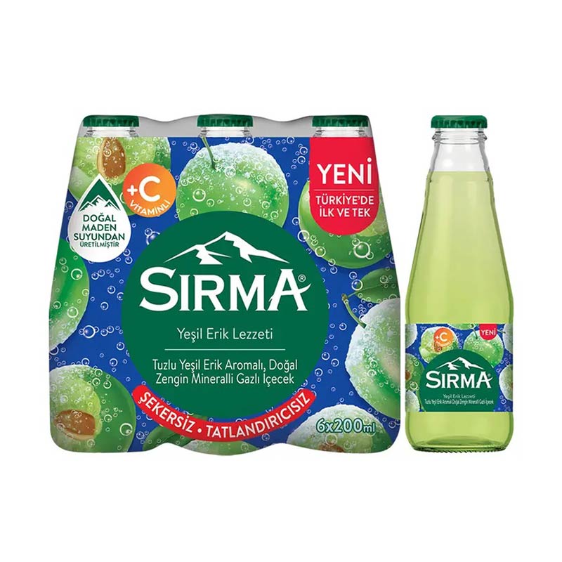 Sırma Maden Suyu Tuzlu Yeşil Erik Aromalı 200 ml (6 Adet) resmi