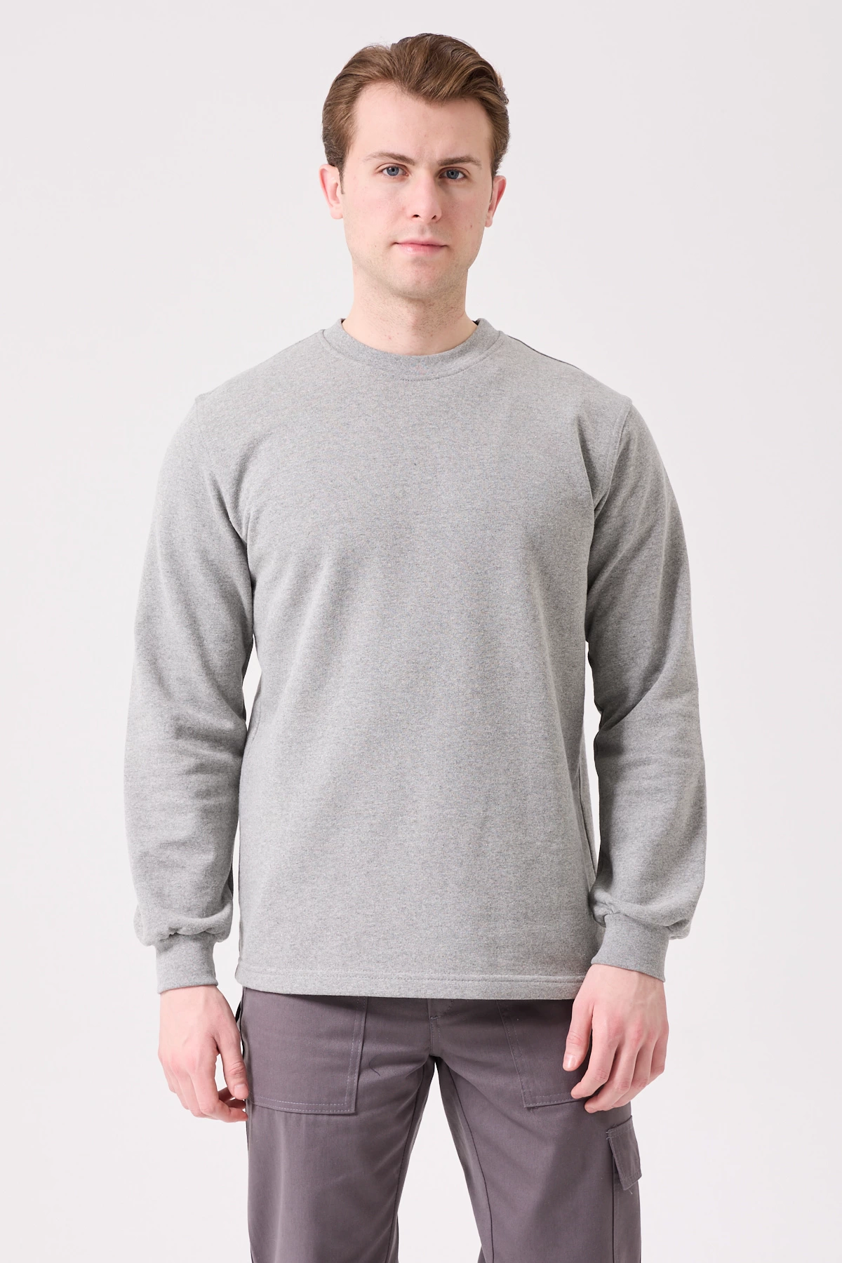 Herba Sweatshirt Bisiklet Yaka 2XL - Gri resmi