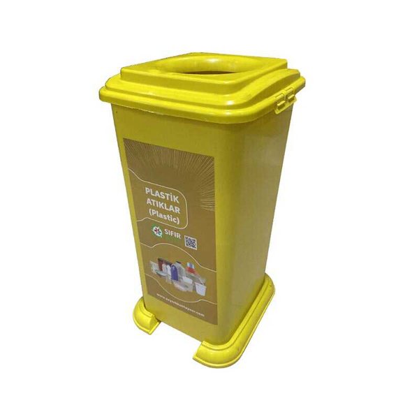 Geri Dönüşüm Plastik Atık Kovası Sert Plastik 70 lt Sarı