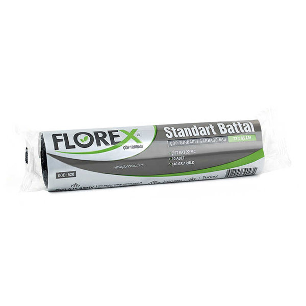 Florex 520 Standart Çöp Torbası Battal Boy 72 x 95 cm 10 Adet - Siyah