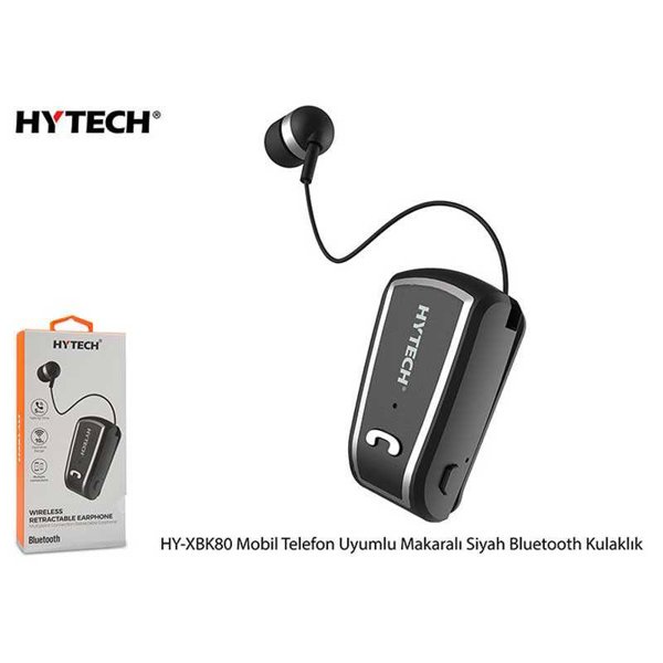 Hytech HY-XBK80 Mobil Telefon Uyumlu Makaralı Bluetooth Kulaklık - Siyah