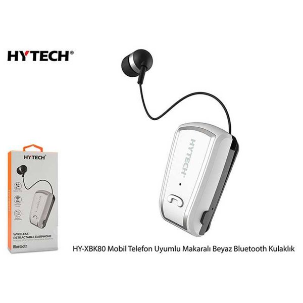 Hytech HY-XBK80 Mobil Telefon Uyumlu Makaralı Bluetooth Kulaklık Beyaz