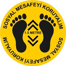 Sosyal Mesafeyi Koruyalım Ayak İzi ve 1,5 Metre Yer Etiketi Sarı 30 cm U21075