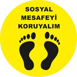Sosyal Mesafeyi Koruyalım Ayak İzi Yer Etiketi Sarı 30 cm U21085