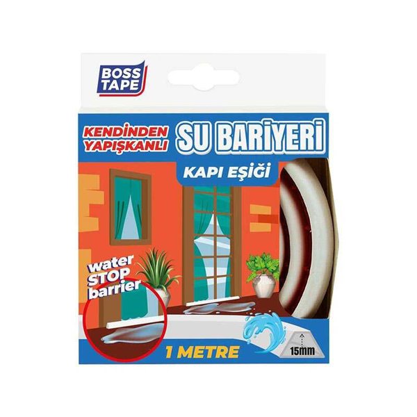Boss Tape Kendinden Yapışkanlı Duş Kapı Eşiği Su Bariyer Bandı 27 mm x 1 m Beyaz