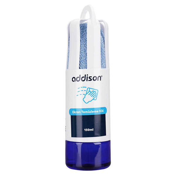 Addison 300867 Ekran Temizleme Seti 150 ml Sprey + 20 cm Mikrofiber Bez Mavi
