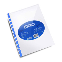 Exxo Delikli Şeffaf Kristal Poşet Dosya A4 100'lü Paket
